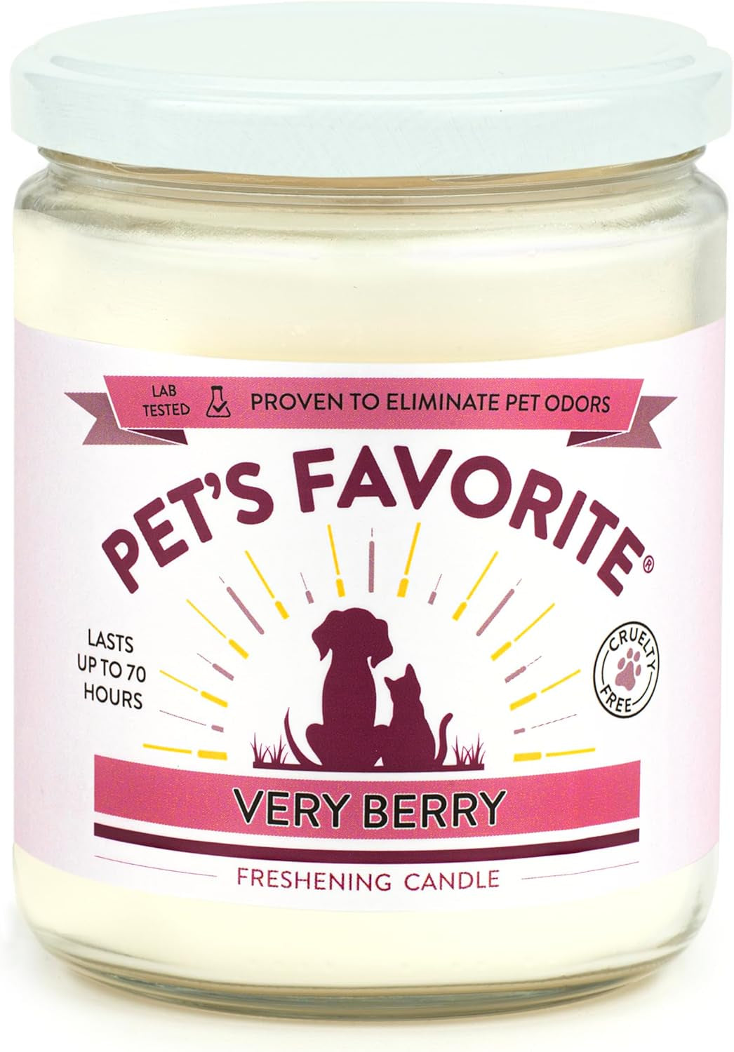 Pet Odor Candle, Clean Burning, Long Lasting Scented Candles with a Cotton Wick. (Very Berry, Pack of 1)